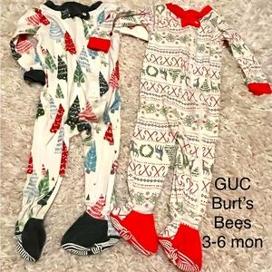 TWIN Christmas Coordinating Pajamas, Burt’s Bees, Size 3-6 Months
